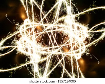 Light effects. Fire show. Festive decoration. Abstract blurred background. Colorful pattern.
