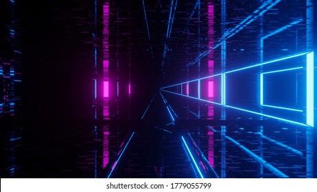 Light Emitting Cyber World Tunnel 3d illustration background 4k uhd