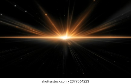 Light flare Glowing light explodes Light effect ray shining sun bright flash Special lens flare on black background