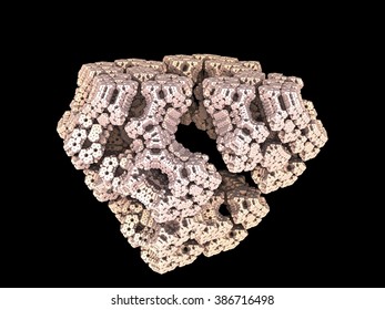 Light Fractal Fungus, Mineral Or Astronomical Object Isolated On Black