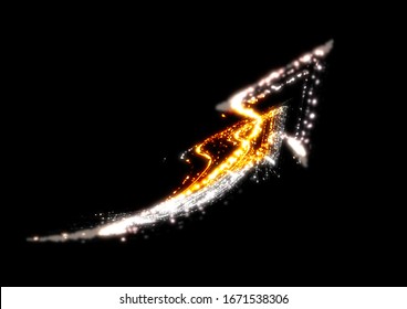 Light Glowing Abstract Arrow Floating In The Dark