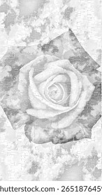 Light Gray Rose in the Clouds Nature Collage Artistic Background Texture | Monochrome Nature Texture Backdrop for Wall Art, Wallpaper, Website Design, and Inspirational Quotes about Growth and Beauty