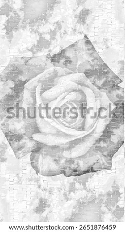 Light Gray Rose in the Clouds Nature Collage Artistic Background Texture | Monochrome Nature Texture Backdrop for Wall Art, Wallpaper, Website Design, and Inspirational Quotes about Growth and Beauty