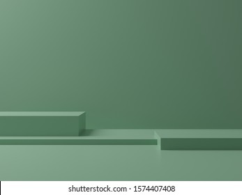 Light Green Background With Geometric Shape Podium For Product. 3D Rendering.