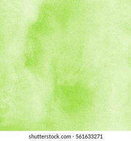 Light Green, Greenery Watercolor Square Background With Stains. Spring Watercolour Texture. Soft Pastel Color. Hand Drawn Abstract Fill. Eco, Nature, Easter Backdrop. Template For Cards, Banners.