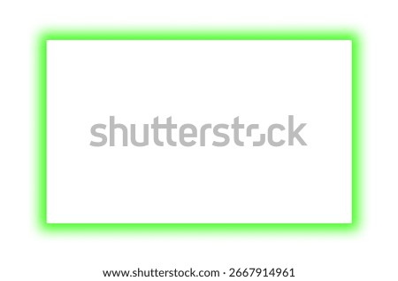 light green Neon rectangular shape frame. Vivid glowing lavender border with a rough, grainy finish. A versatile design element for banners, photos, and presentations, Shine glow light electric neon.
