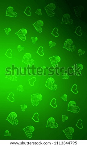 Light Green vertical pattern with colorful hearts. Decorative shining illustration with hearts on abstract template. Beautiful design for your business advert of anniversary.
