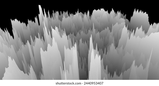 light grey and white exploding 3d height map on black background