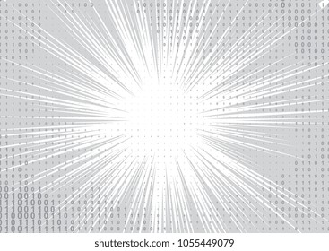 Light Halftone Background for Web Layout. Half Tone Pattern. White and Grey Speed Line or Fast Motion Background with Zoom Effect