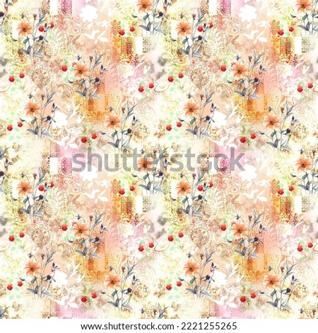 light marge texture background pattern with drawing n painting art work flower allover print Stockfoto © 