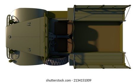 Light Military Utility Truck Dodge Wc-51- Top View White Background 3D Rendering Ilustracion 3D	