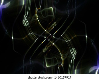 Light painting. Neon glow. Symmetry and reflection. Festive decoration. Abstract blurred background. Glowing texture. Shining pattern. - Shutterstock ID 1460157917