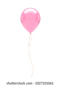 Light Pink Baloon Isolated On White Background. 3D Illustration Of Celebration, Party Baloons