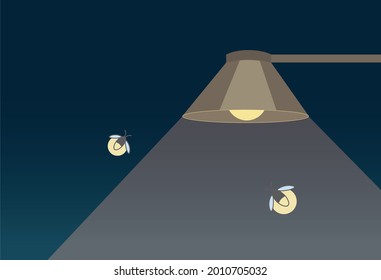 Light Polution Street Firefly Illustration