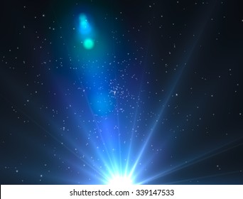 Light ray of sun light from space