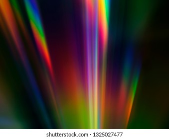 Light Reflection On CD. Rainbow 80s, 90s Vibes. Abstract Background Prism Spectrum.
