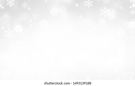 Light Silver Abstract Christmas Background With White Bokeh Lights