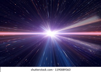 Light Speed Travel Time Warp Traveling In Outer Space Galaxy.