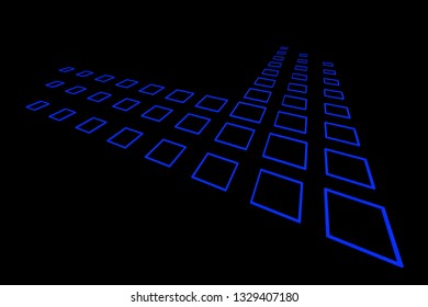 Light square abstract. Glow effect. Glowing lines. Shining neon rhombus. Glowing square dark background. Beautiful glowing square.
