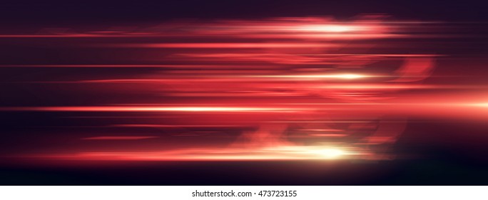 Light And Stripes Moving Fast Over Dark Background. 