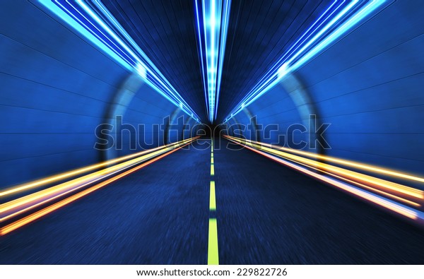 Light strips in the\
tunnel.