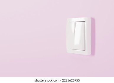 Light switch on a pink background. The concept of using electricity, saving electricity. 3D render, 3D illustration.