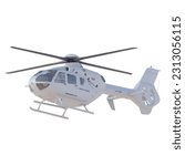 Light utility helicopter isolated on white background, 3d rendering and realistic helicopter.