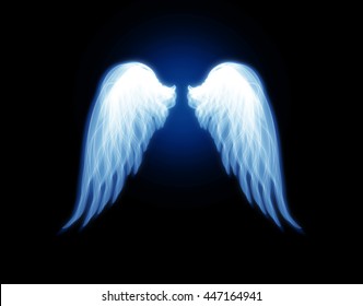 Light wings, blue on a black background