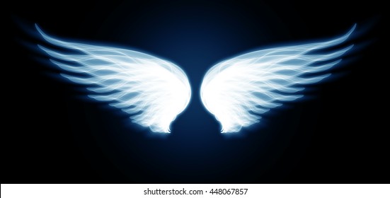 Light wings, blue on a black background