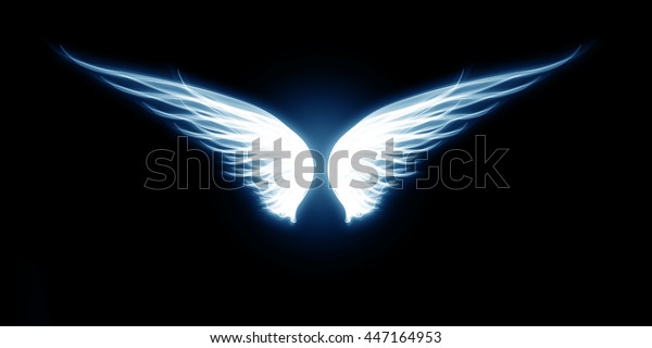 Light Wings Blue On Black Background Stock Illustration 447164953 ...