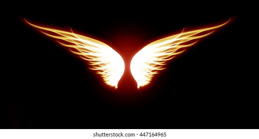 Light wings, red on a black background