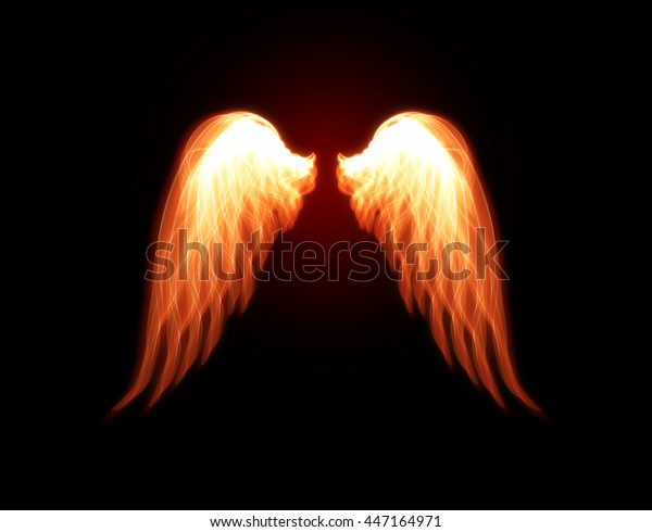 Light Wings Red On Black Background Stock Illustration 447164971