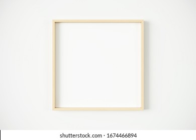 Light Wood Thin Frame Mockup Square. 3d Rendering