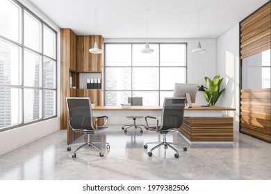 Light Wooden Office Manager Room Interior Stock Illustration 1979382506 ...