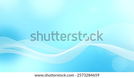 A light-blue, gradient background with translucent, flowing, white lines resembling waves or ribbons, creating a soft, ethereal, and smooth aesthetic, showcasing a clean, modern design.