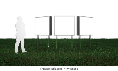 Lightbox on the grass 3D rendering
