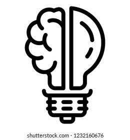 Lightbulb Brain Half Icon. Outline Illustration Of Lightbulb Brain Half Icon For Web Design Isolated On White Background