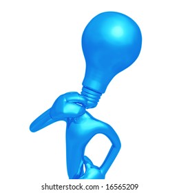 Lightbulb Head Thinking
