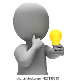 Lightbulb Idea Meaning Power Source And Character 3d Rendering