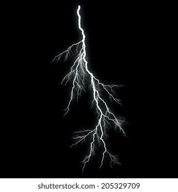 Lightening Bolt Isolated On Black Image.