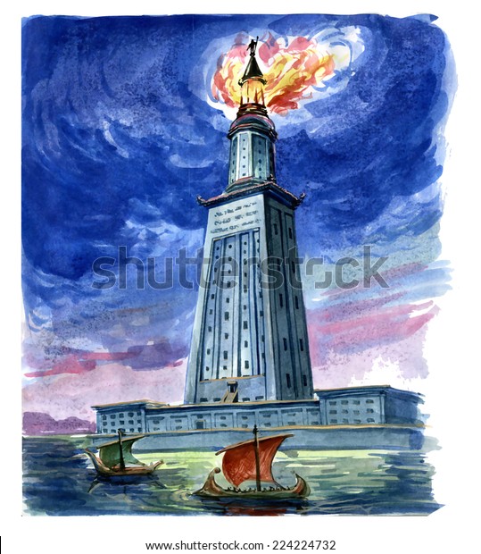 Lighthouse Alexandria Stock Illustration