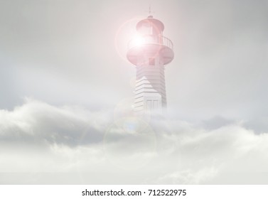lighthouse in mist