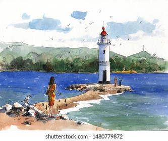 Lighthouse In Vladivostok. Russian Federation. 