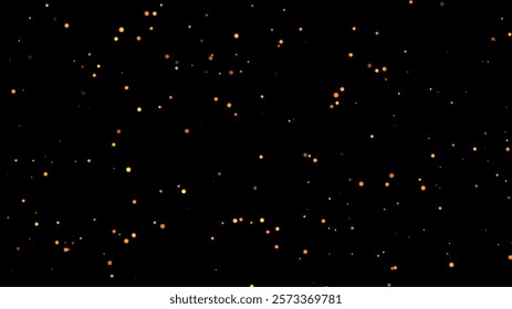 Lighting yellow particle dots black background