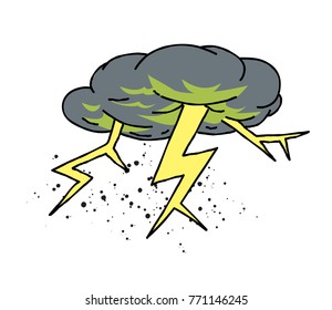 Lightning Bolt Cartoon Hand Drawn Image Stock Illustration 771146245