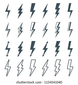 Doodle Set Lightning Line Art Vector Stock Vector (Royalty Free) 1938988576