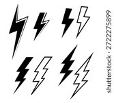 Lightning Bolt Vector Icon Set for Energy and Power Concepts