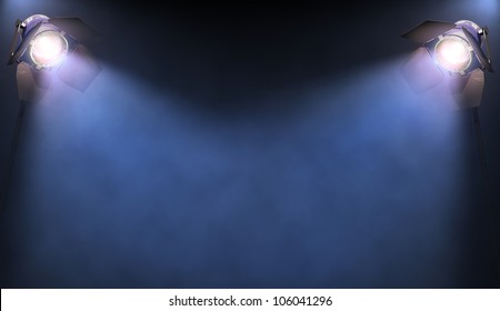 The Lights Illuminate The Area Where Someone Or Something Important Is In The Spotlight. His Text Or Image In The Center Of The Lights.