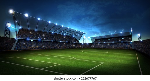 lights at night and stadium . Sport background. 3d render