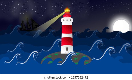 Lighttower & Ocean In the Night